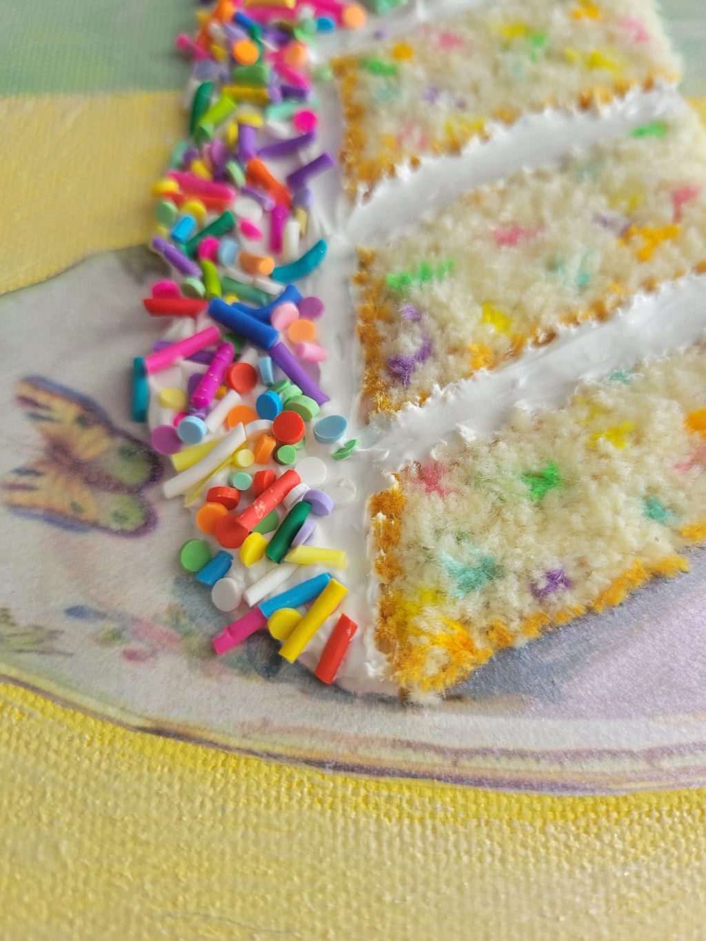 Spring colors funfetti cake slice,  (made-to-order, please read description)