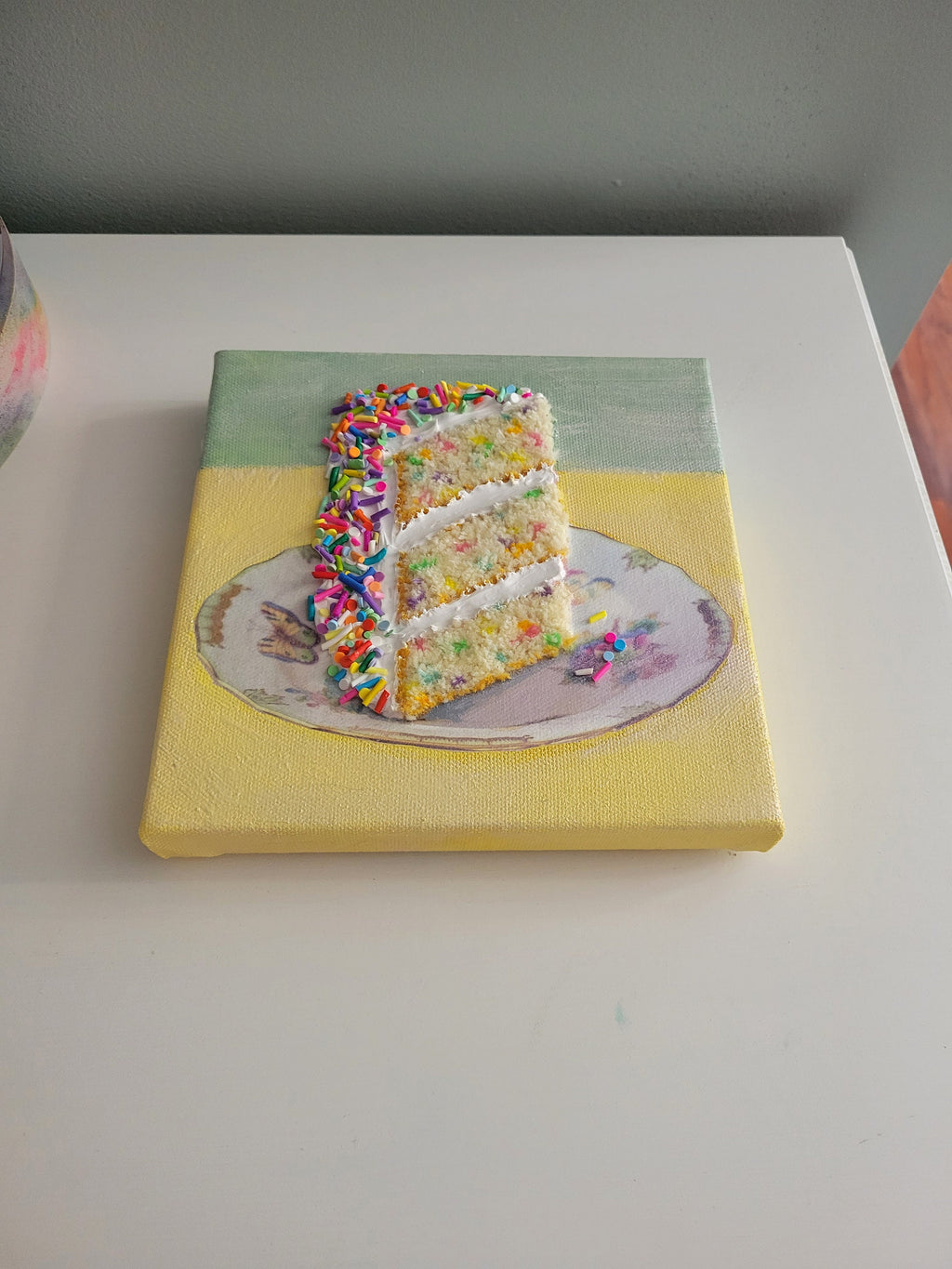 Spring colors funfetti cake slice,  (made-to-order, please read description)
