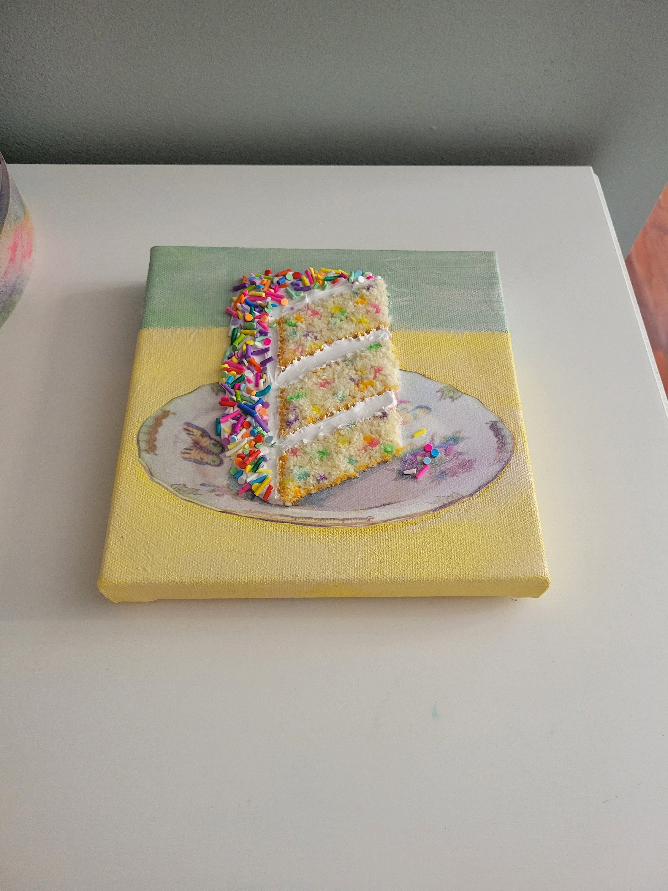 Spring colors funfetti cake slice,  (made-to-order, please read description)