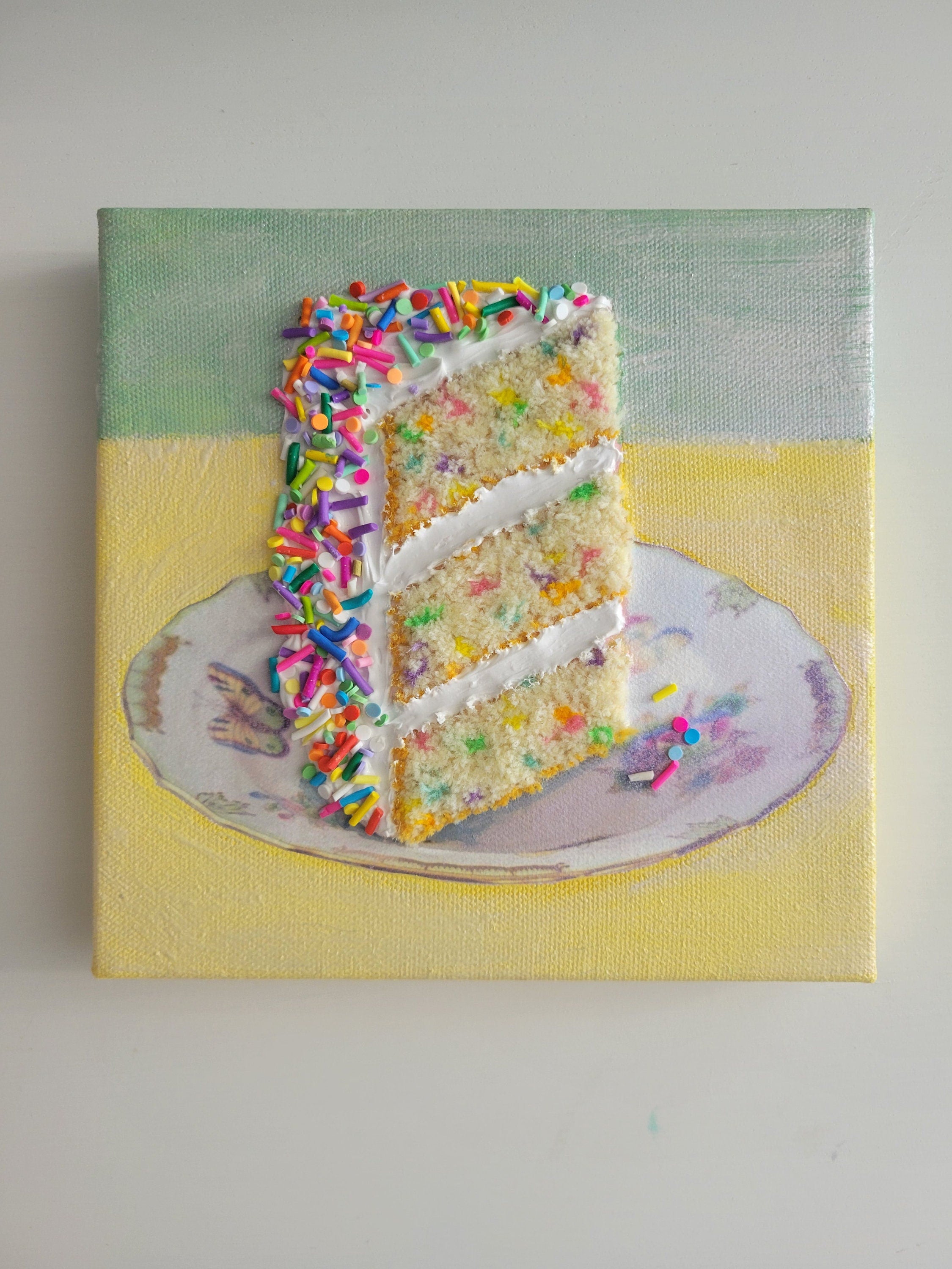 Spring colors funfetti cake slice,  (made-to-order, please read description)