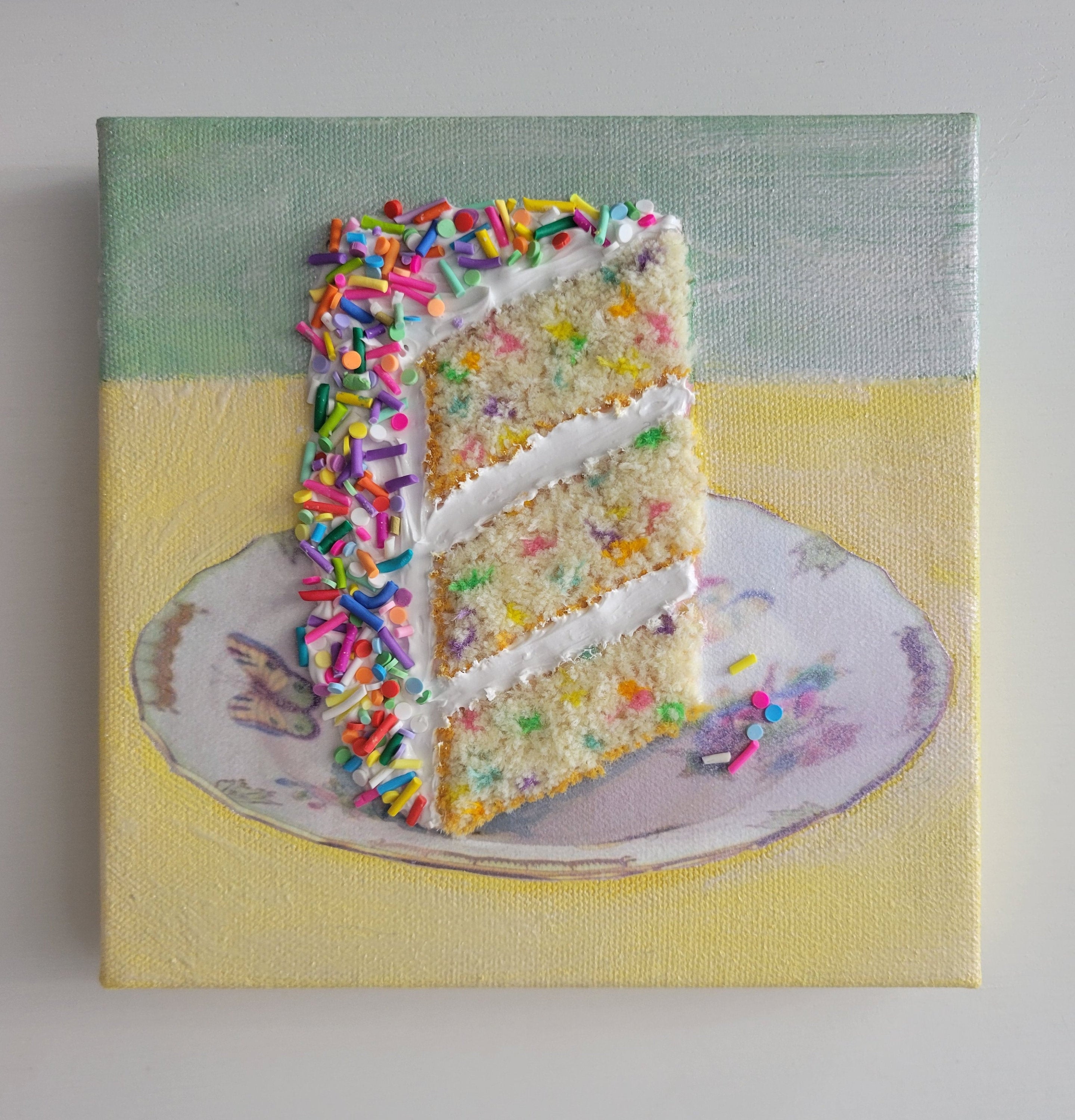 Spring colors funfetti cake slice,  (made-to-order, please read description)