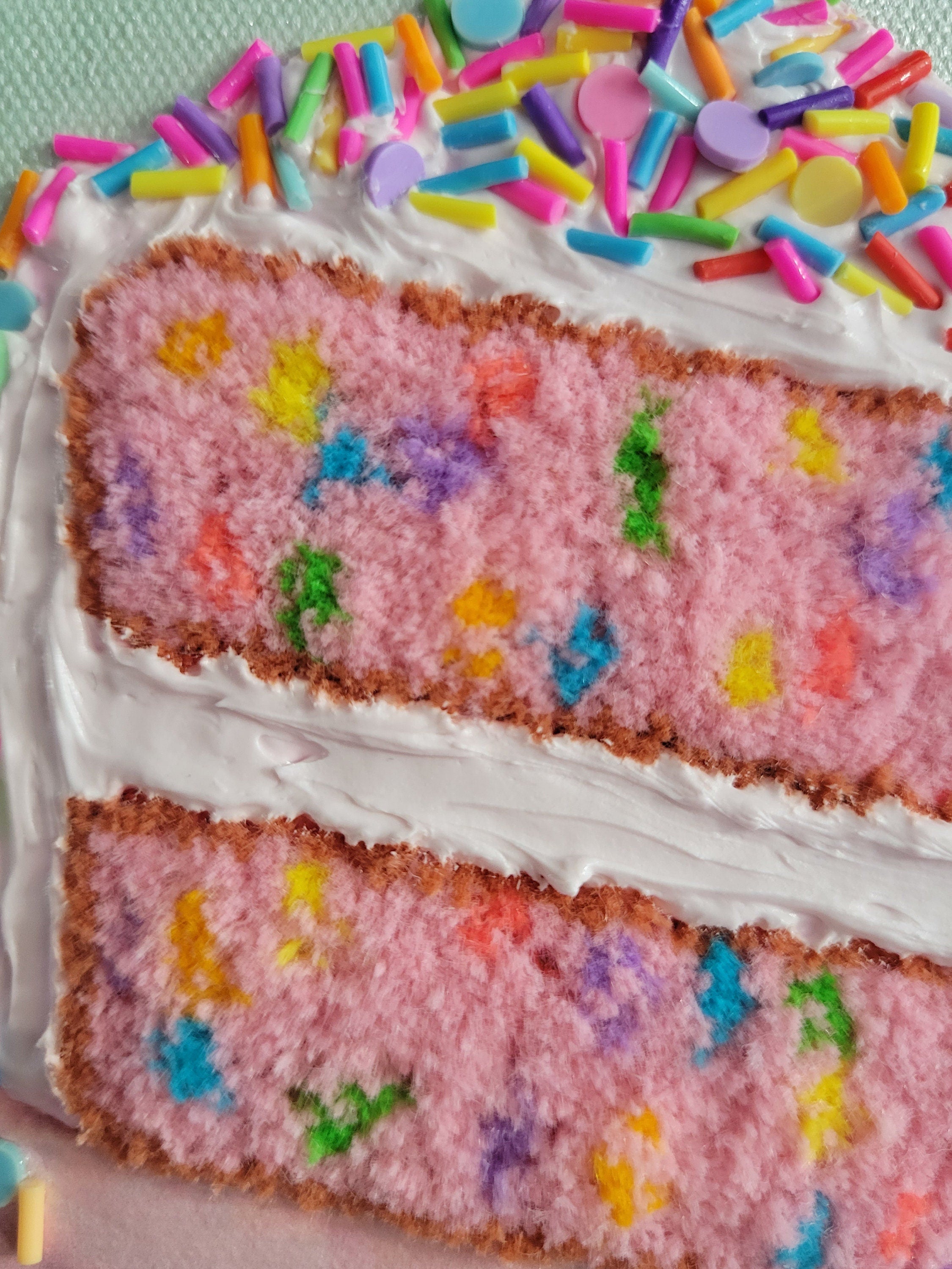 Pink funfetti embroidered cake (made-to-order)