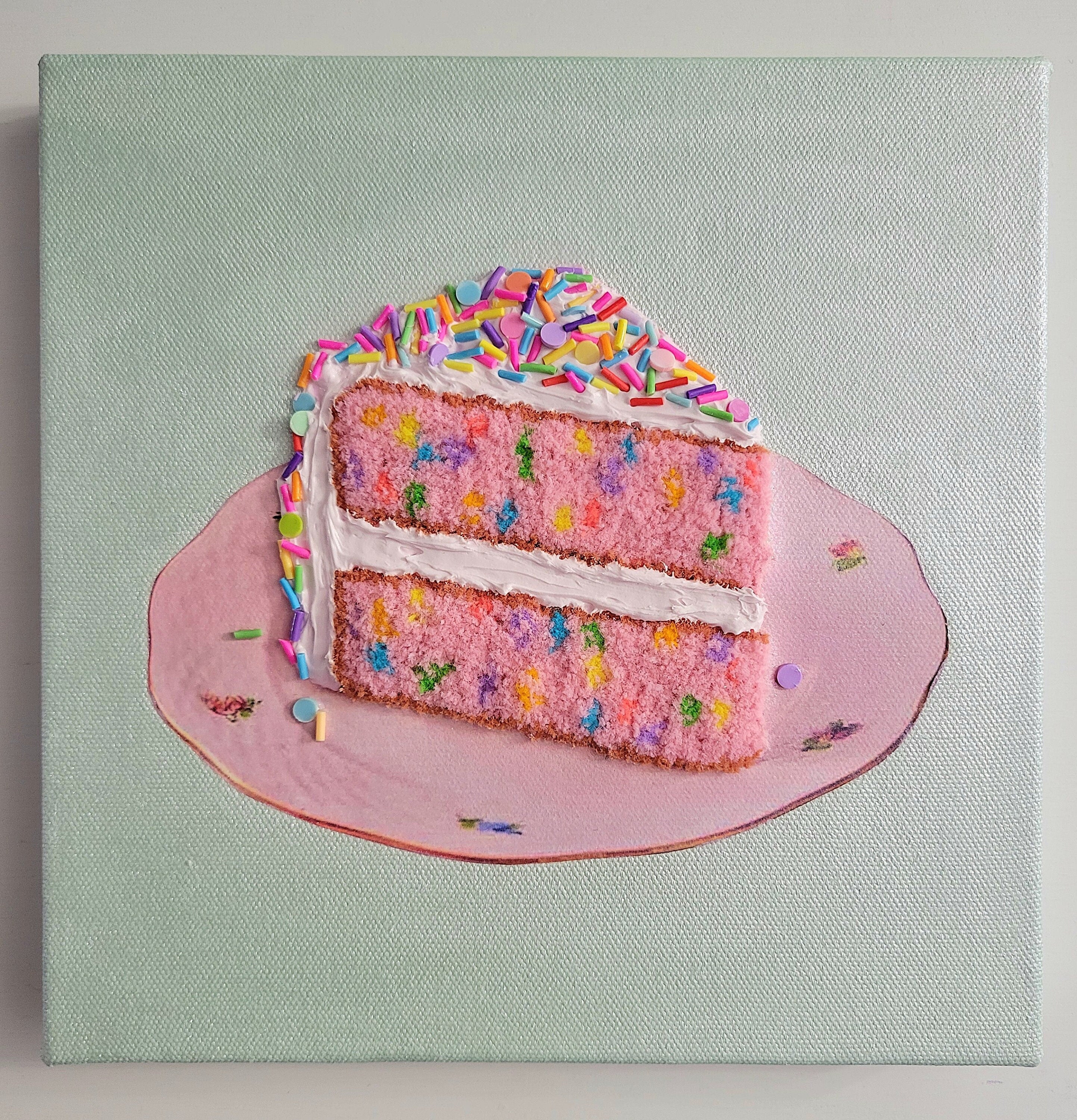 Pink funfetti embroidered cake (made-to-order)
