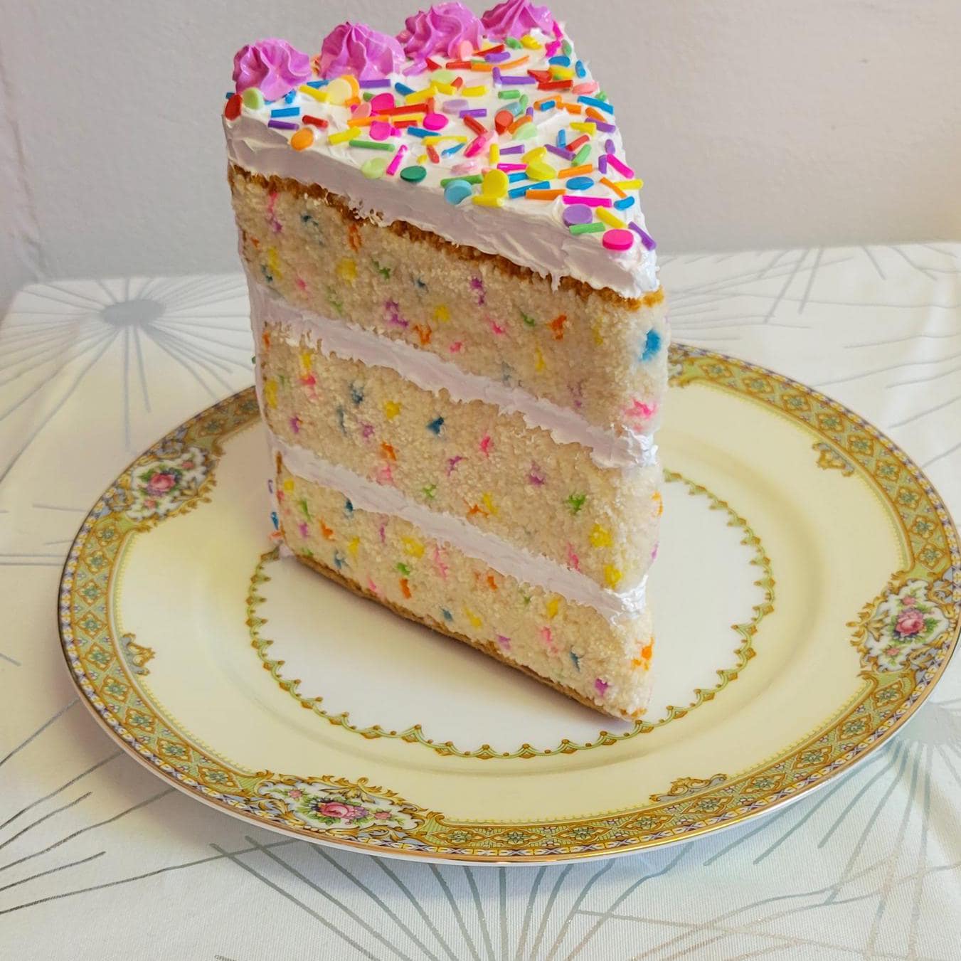 Funfetti embroidered cake sculpture *made to order*