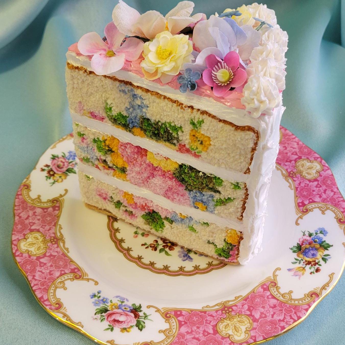Floral embroidered cake sculpture (made to order. Please read description)