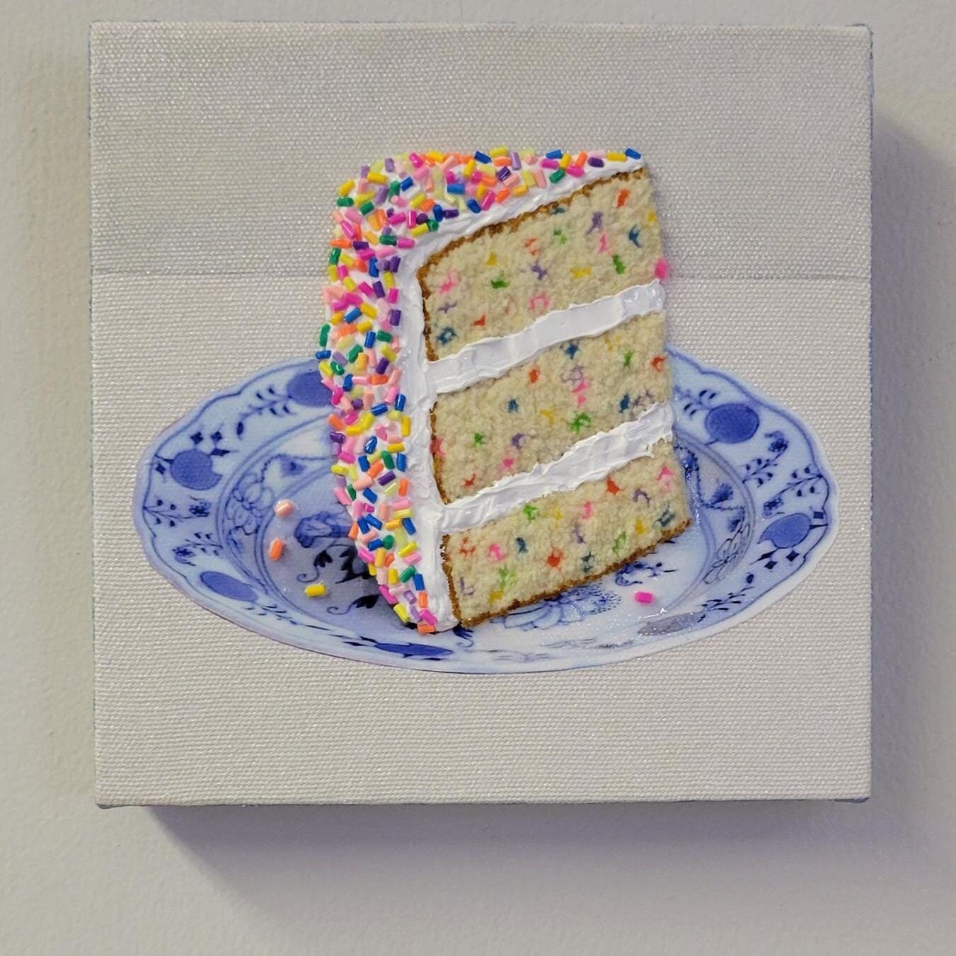 Embroidered Funfetti Cake Painting (made-to-order, please read description)