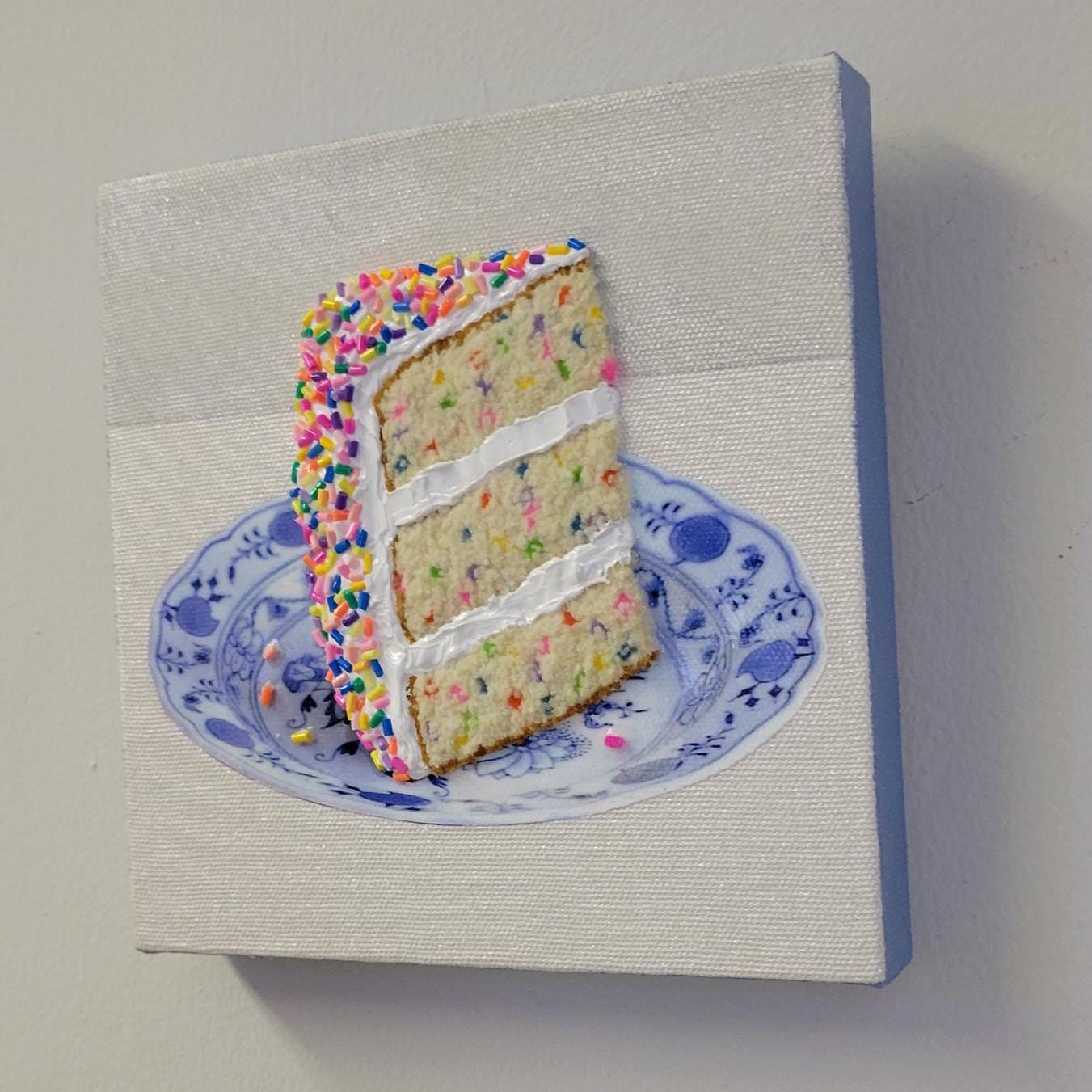 Embroidered Funfetti Cake Painting (made-to-order, please read description)