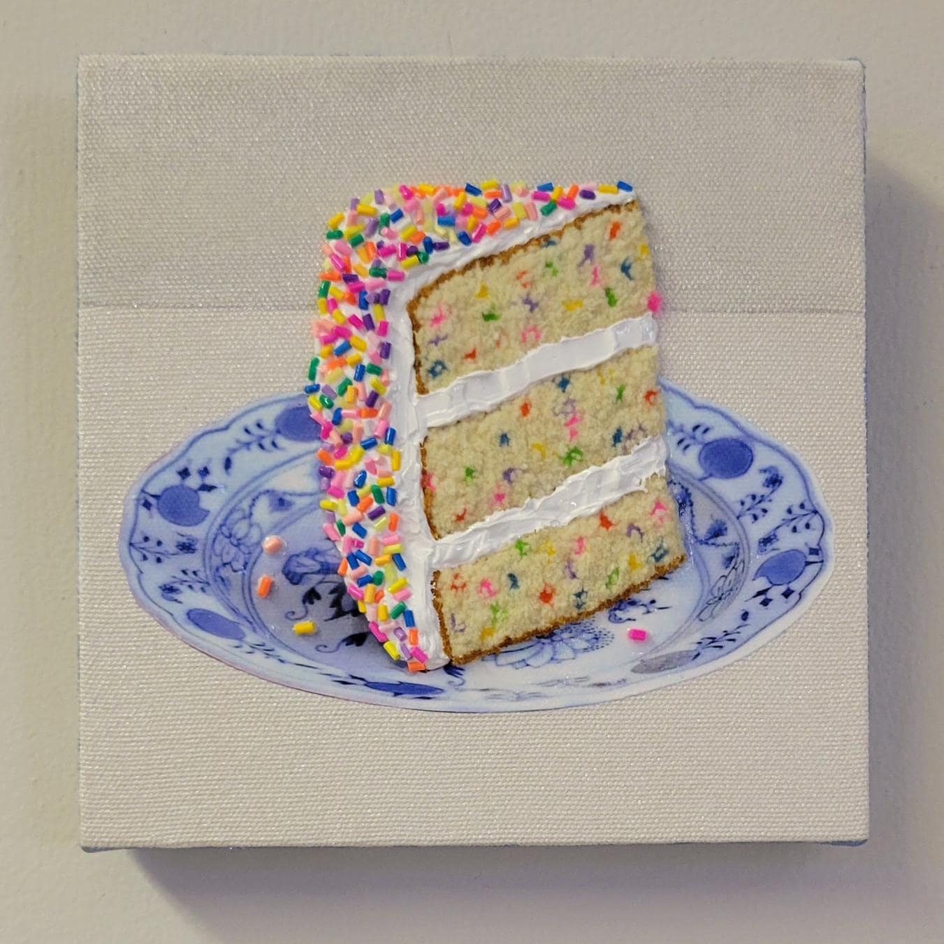 Embroidered Funfetti Cake Painting (made-to-order, please read description)