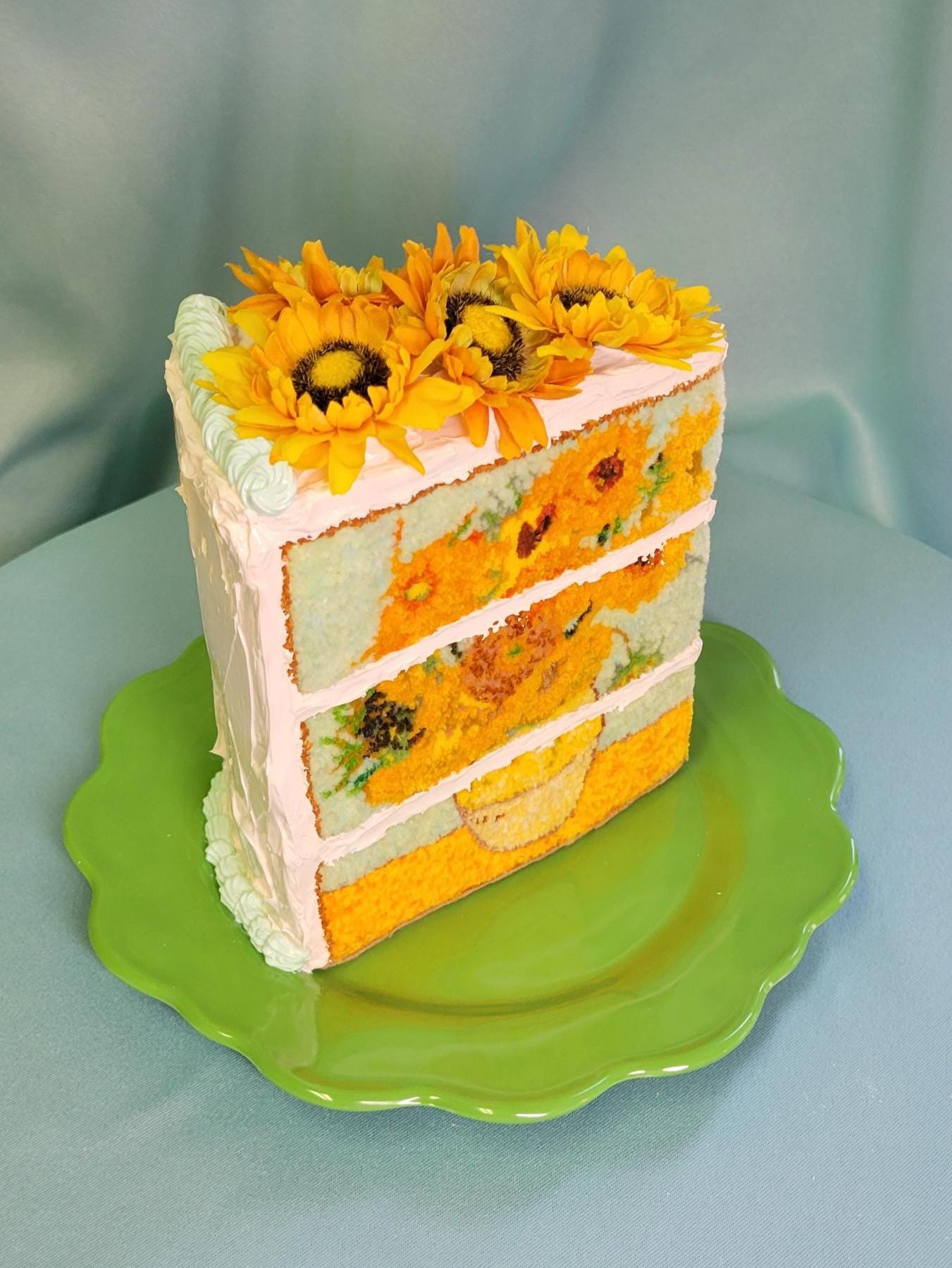 Sunflowers embroidered cake sculpture (made to order. Please read description)