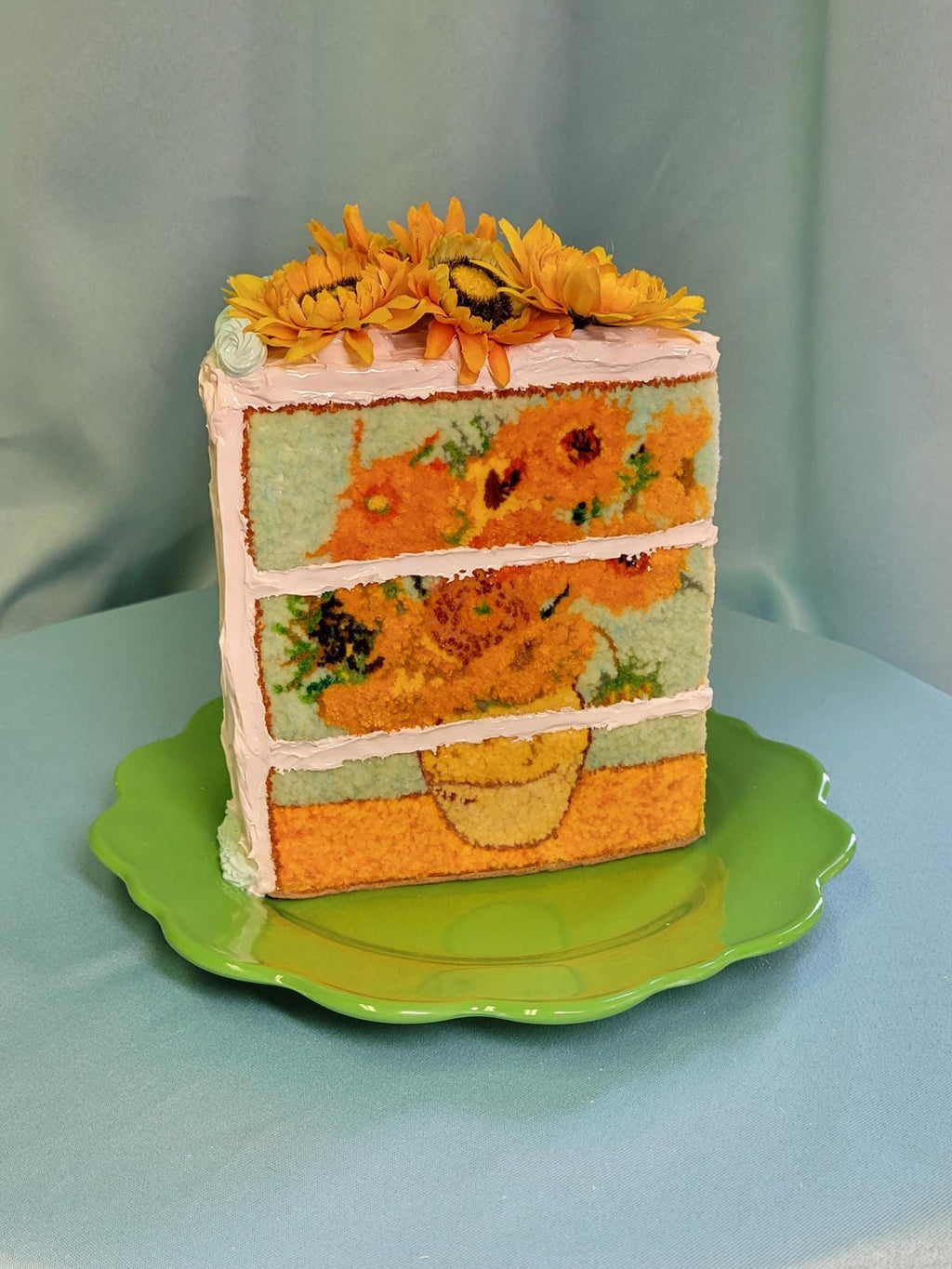 Sunflowers embroidered cake sculpture (made to order. Please read description)