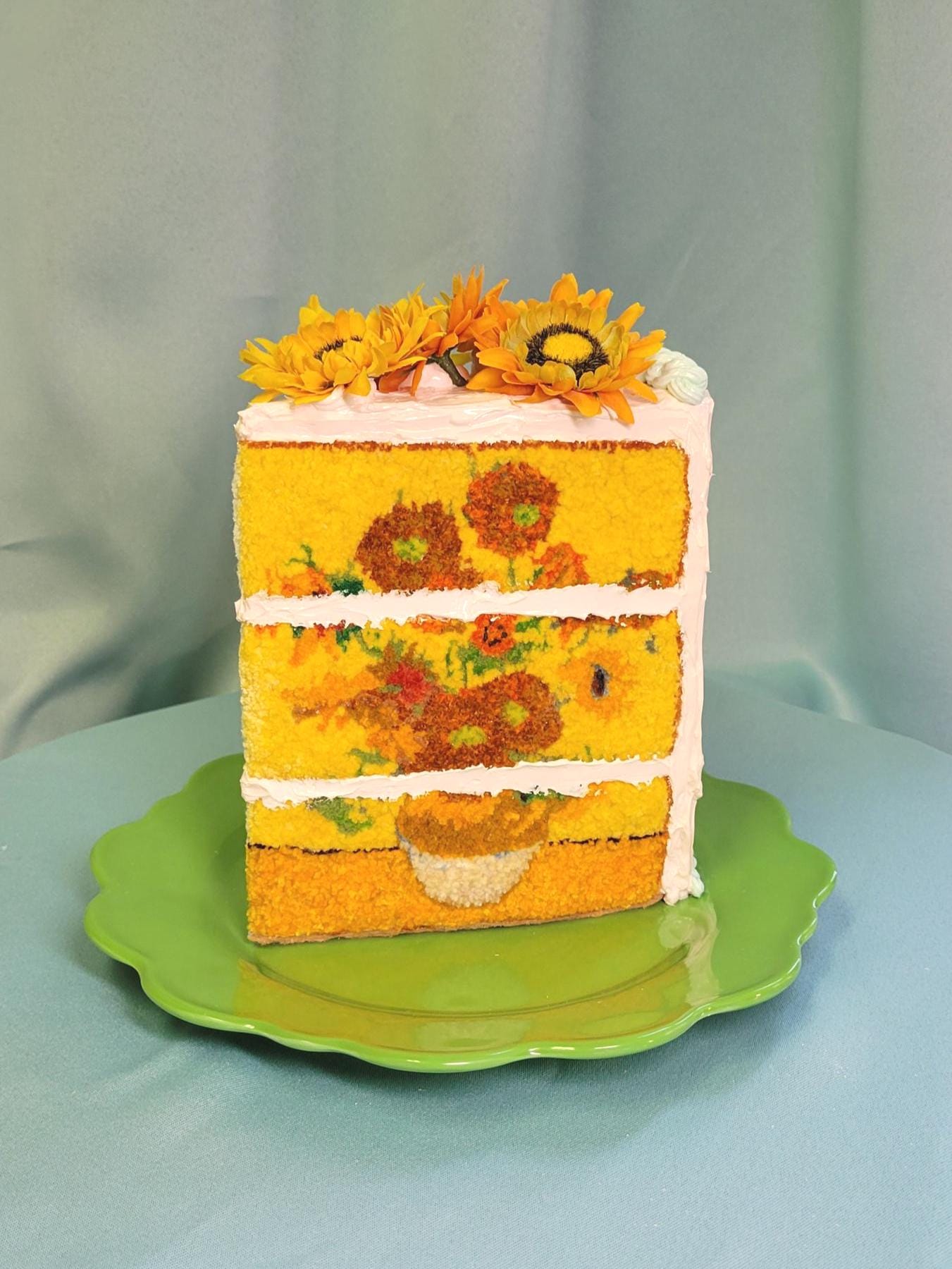 Sunflowers embroidered cake sculpture (made to order. Please read description)