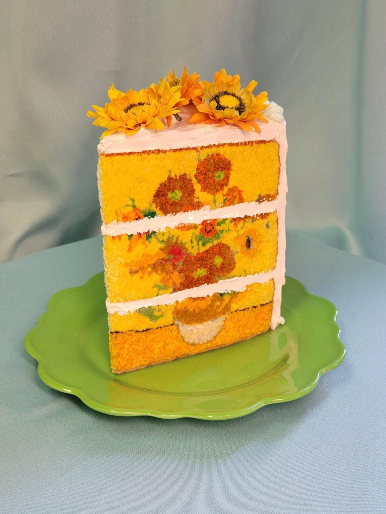 Sunflowers embroidered cake sculpture (made to order. Please read description)