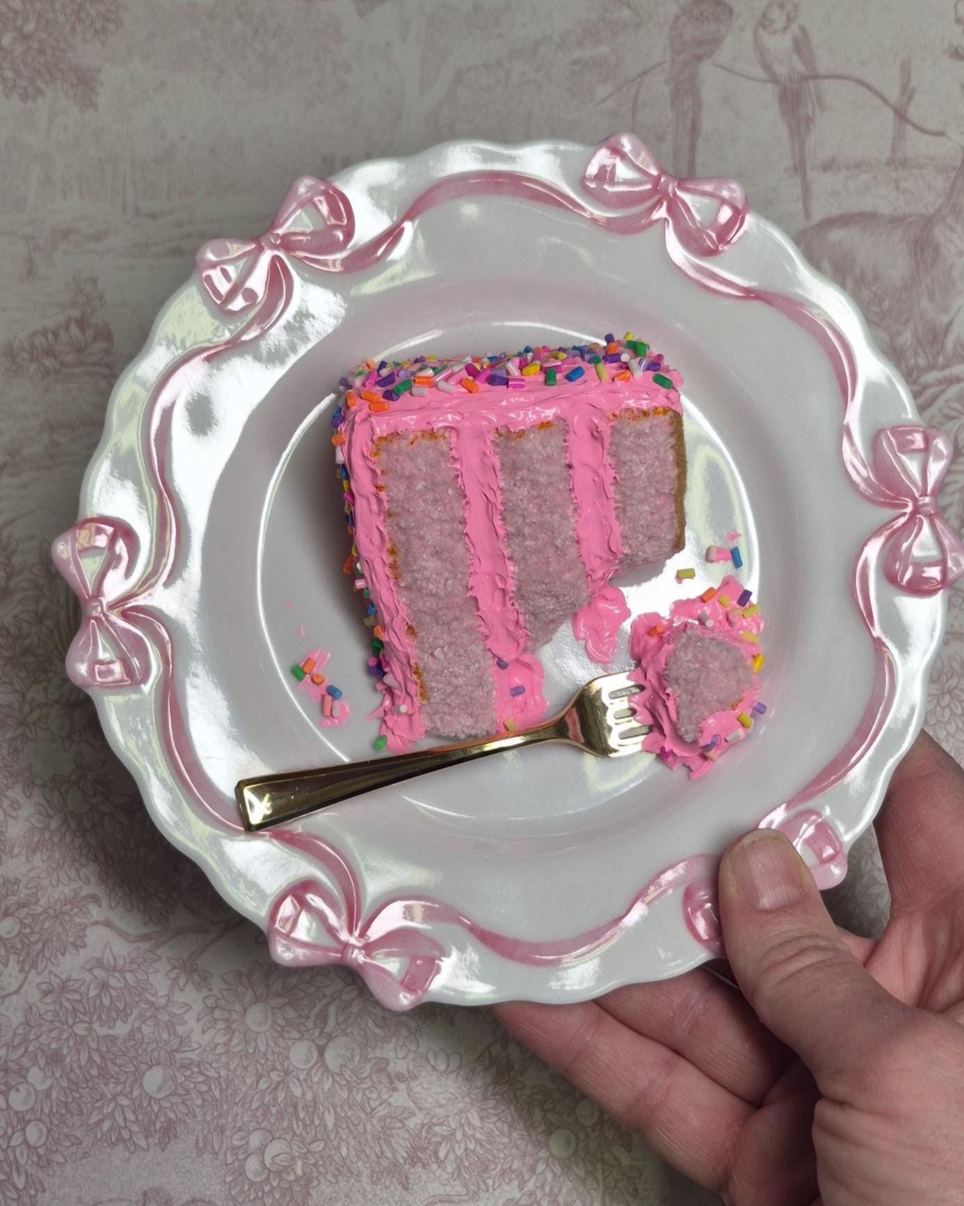 Pink Embroidered cake sculpture