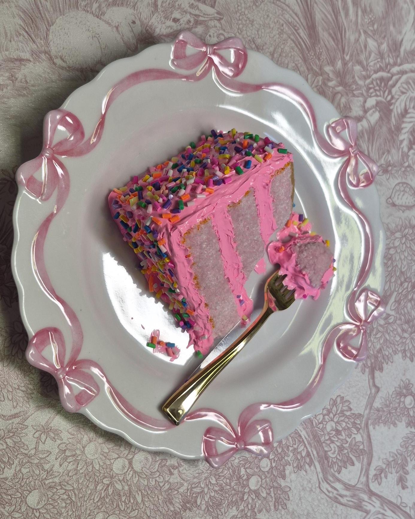 Pink Embroidered cake sculpture