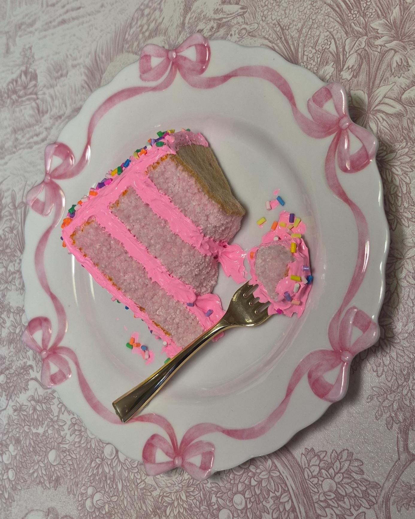Pink Embroidered cake sculpture