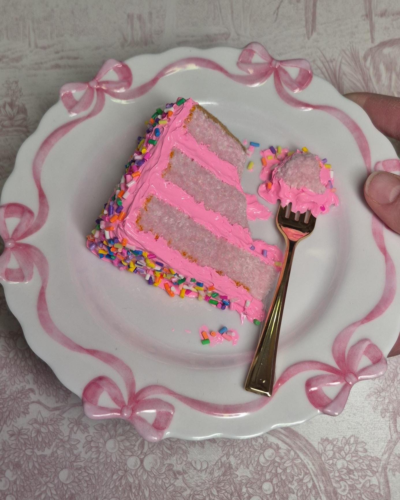 Pink Embroidered cake sculpture