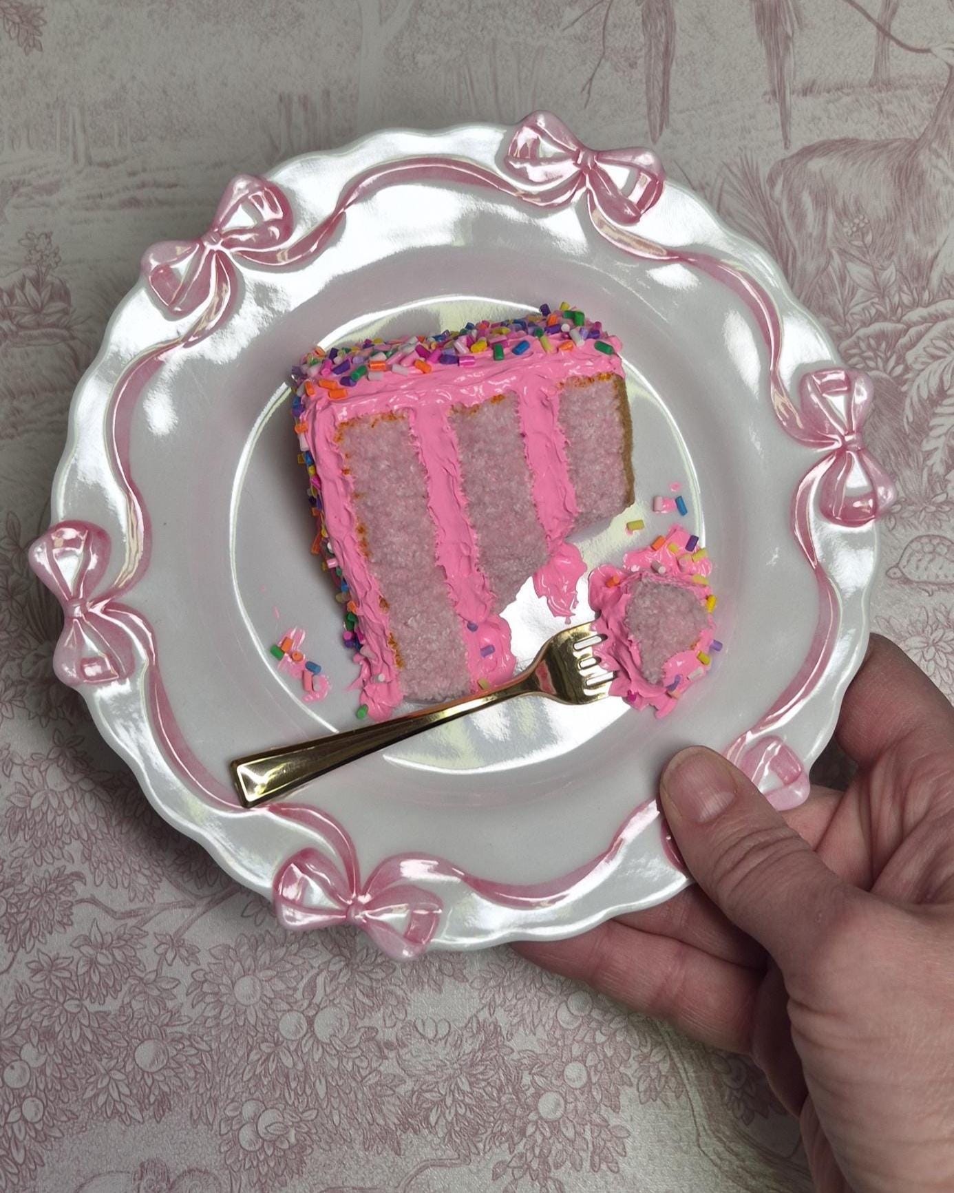 Pink Embroidered cake sculpture